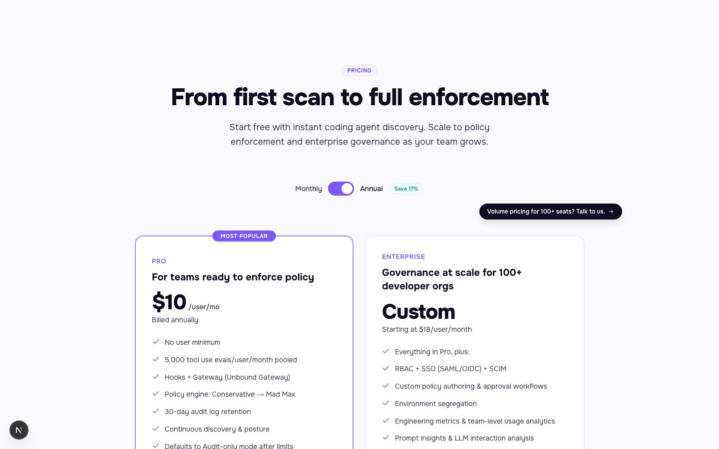 Unbound pricing
