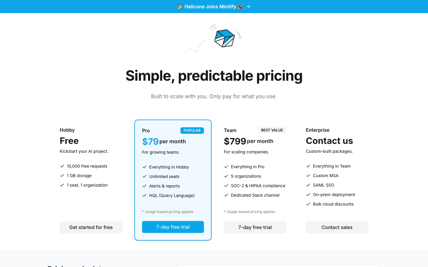 Helicone pricing